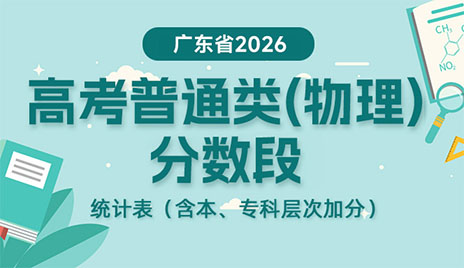 广东省2026年高考普通类（物理）分数段统计表（含本、专科层次加分）
