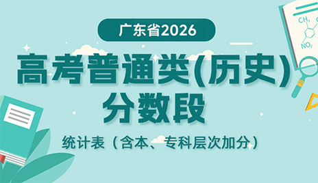 广东省2026年高考普通类（历史）分数段统计表（含本、专科层次加分）